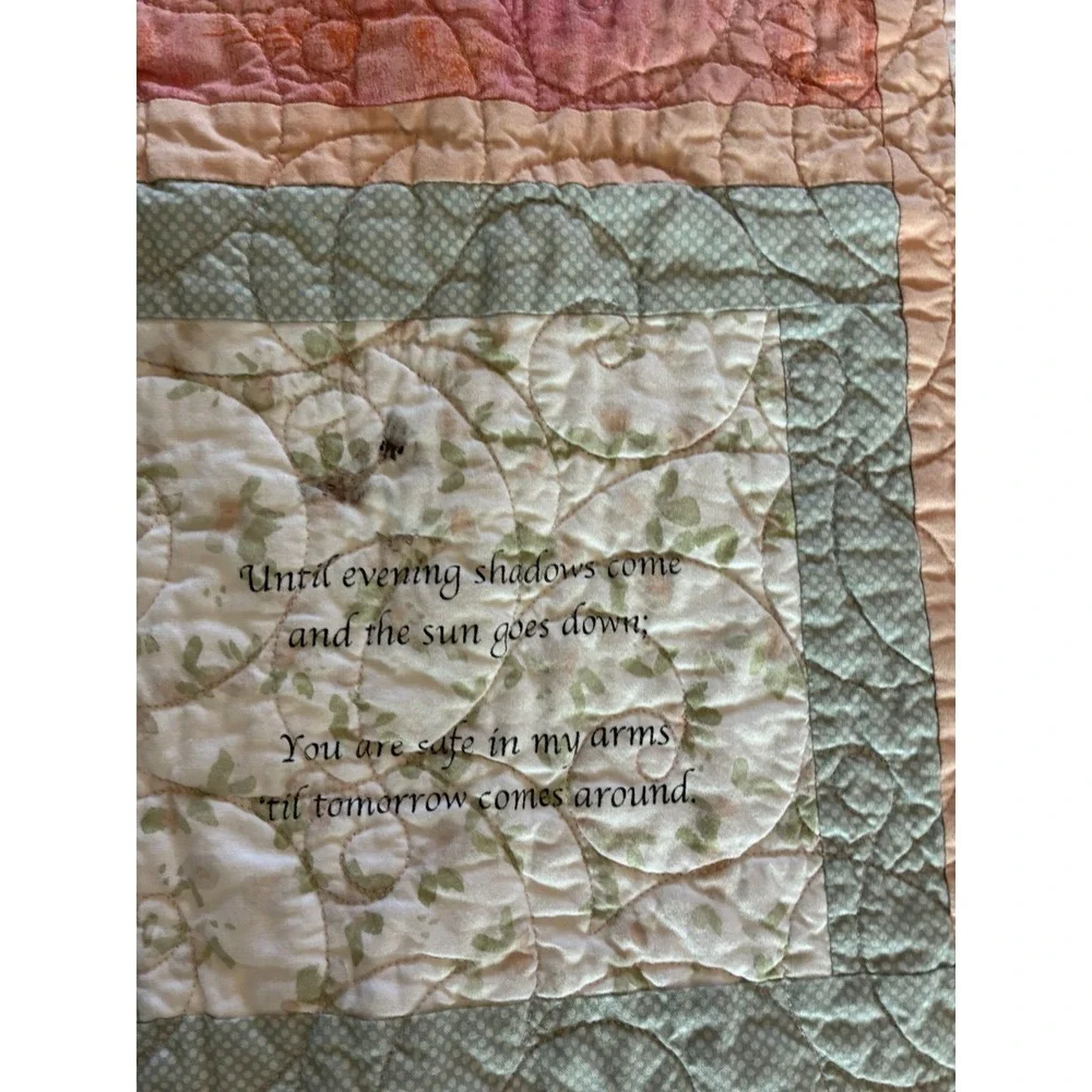 Handmade Patchwork Crib Quilted Blanket Wall Hanging With Bible Verses